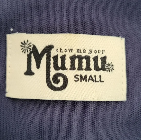 Show Me Your MuMu Noelle Wrap Maxi Dress Navy Flutter Sleeve V-Neck Small - Picture 9 of 10